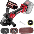 Cordless Angle Grinder for Milwaukee M18 18V Battery, 4-1/2" Grinder Tool w/Auxiliary Handle, 6 Variable Speeds, 10 Sandpapers, 2 Cutting & 2 Grinding Wheels,Wrench, Lock-on Slide Switch for Polishing