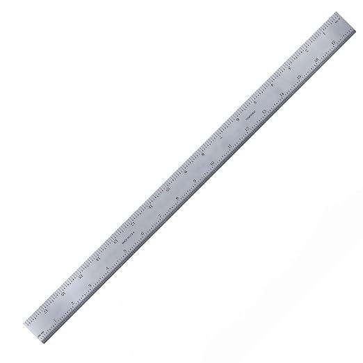 PEC Tools 18"/450mm Rigid Metal Ruler, Satin Chrome Carbon Steel Machinist Rule, Decimal & Metric Graduation (1/10", 1/100", 0.5mm, 1mm), Fully Hardened and Tempered, Made in USA