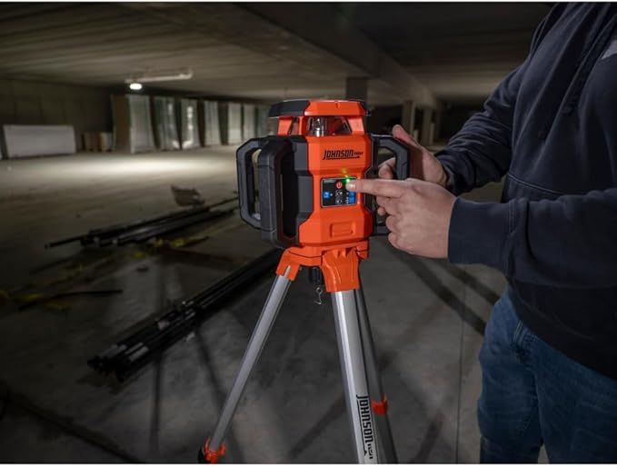 Johnson Level & Tool JRT300-RDHV-K Self-Leveling Red Dual Slope Rotary Laser Kit, 4,000FT Range, Hard-shell Carry Case, Lithium Ion Batteries, Magnetic Target, Laser Detector, Remote Control