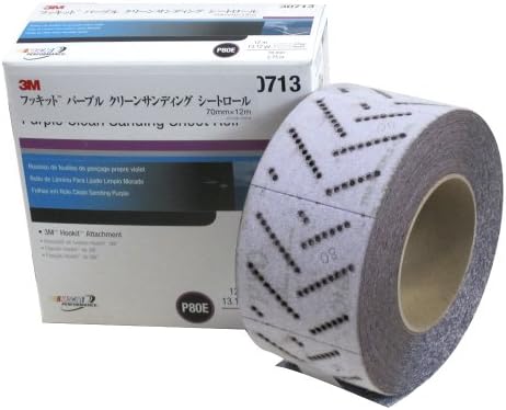 3M 30713 Hookit 745I Purple 70 mm x 12 m P80 Grit E Weight Clean Sanding Sheet Roll
