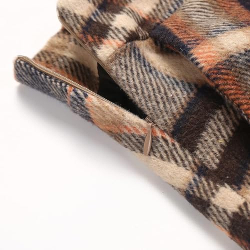 IDEALSANXUN Womens Plaid Wool Skirts Elastic Waist A-Line Pleated Tartan Long Skirts