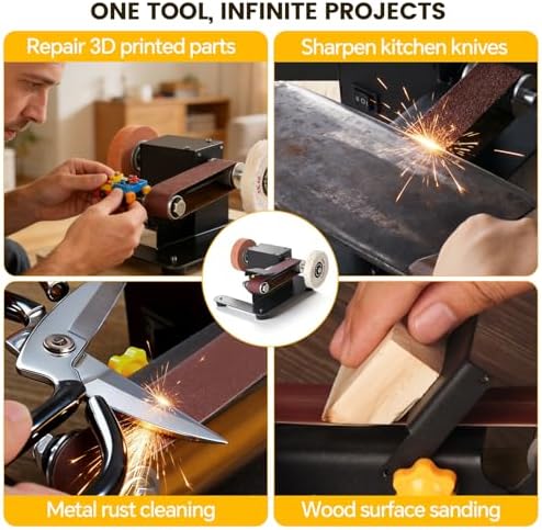 6-In-1 Mini Belt Sander Mini Belt Sander, Electric Small Sander Knife Sharpener Supplies, 7 Adjustable Speed, 795 Motor, Metal Wood DIY Handcraft, Tool & Knife Sharpening (Ultimate).