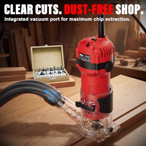 TEENO Router Tool, 1.25 HP 6.5 Amp Compact Wood Router Tool for Woodworking