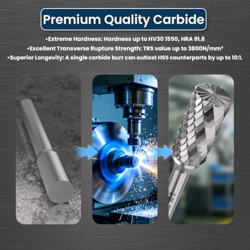 LU&MN SB-5 Tungsten Carbide Burr, 1/2" Head 1/4" Shank, 1 Pc