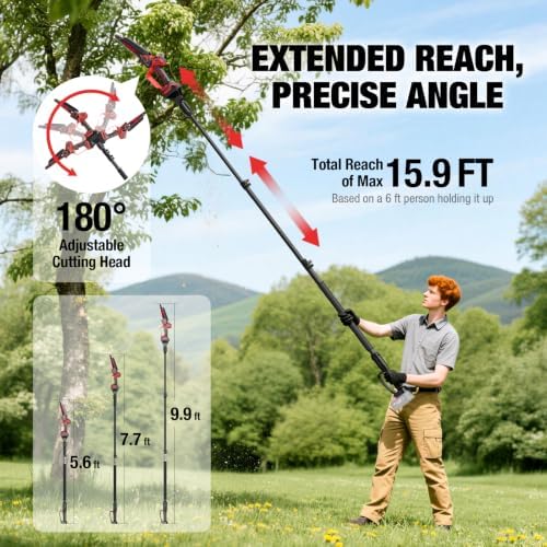 2-IN-1 Cordless 8-Inch Pole Saw & Chainsaw for Milwaukee M18 Battery - 1200W Brushless Motor, Total Reach of Max 15.9 FT, Lightweight, 8"&6"Electric Pole Saws for Tree Trimming Pruning (Tool Only)
