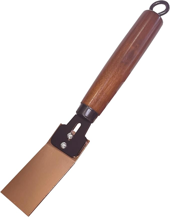 ‌Gloxyuni Flat Copper Spoon Welder Backer Tools Welders Helper Welding Equipment Paddle Backer with Wooden Heat-Resistant Handle & Dual-Screw Fastening
