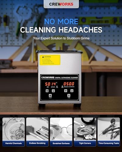 CREWORKS 2L Jewelry Cleaning Machine - 40kHz Digital Sonic Cleaner