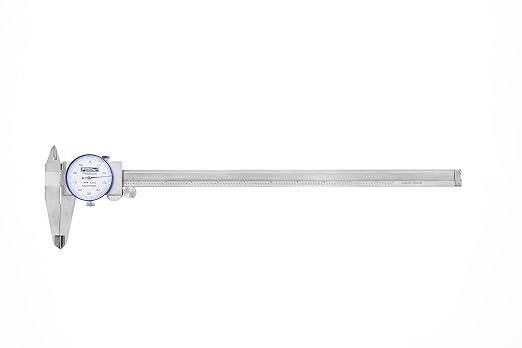 Fowler 52-008-712-0 Premium Dial Caliper with 0-12" Measuring Range, Dial Caliper with Knurled Lock, ±0.002" Accuracy, Case Included, Solid Stainless Steel