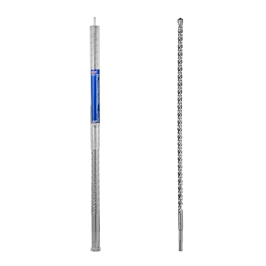 SALI SDS Plus Rotary Hammer Drill Bit 2 Pcs 1/2"*24" Concrete Drill Bit Kit Cross-Type Double Thread Carbide Material Suitable for Concrete, Brick, Cement Walls, Stone, Hammer Drill Bits for Concrete