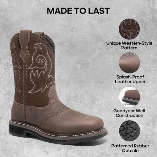 NORTIV 8 Steel Toe Work Boots for Men