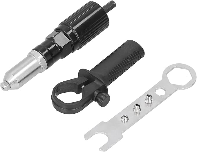 Electric Rivet Nut Gun Drill Adapter, Electric Rivet Gun Adapter Black Hex Shank Cordless Riveting Drills Adaptors for Door