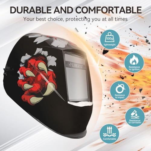 Welding Helmet Auto Darkening,Large Viewing 3.94 * 3.15" True Color Welding Hood With 4 Arc Sensors Solar Powered,Wide Shade 5-9/9-13 for TIG, MIG, MAG (C-001)