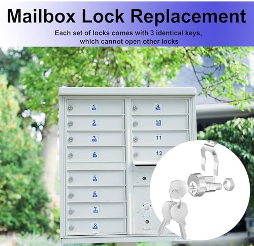 2 Pack Mailbox Lock with Key, Mailbox Lock Replacement for L-1172C Mailbox Key Lock, Nickel Finish