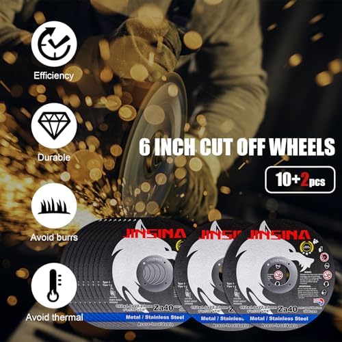 6" Cut Off Wheels 12PCS, Metal and Stainless Steel Cutting Wheel