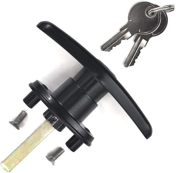 Pickup Truck Cap Topper Camper Shell Locking T-Handle -with 2 Keys for Most Brands of Truck caps, Toppers, Camper Tops Black Powder Coated Finish-Left Side