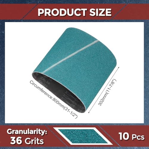 10 Pcs Sanding Belts 11-7/8 x 31-1/2 Inch 36 Grit Zirconia