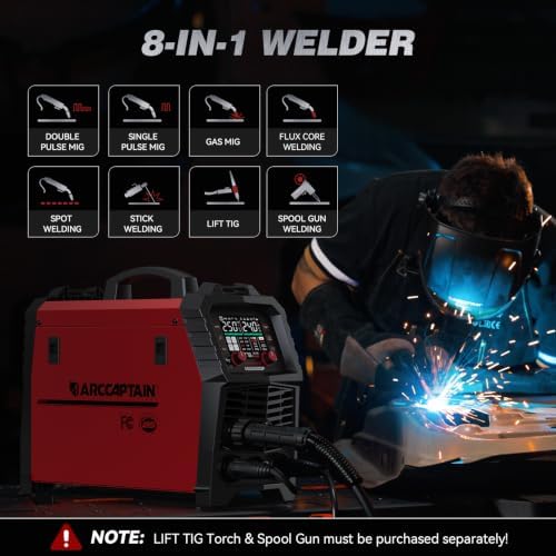 ARCCAPTAIN Double Pulse MIG Welder 250A 8-in-1 Aluminum Welding MIG250DP