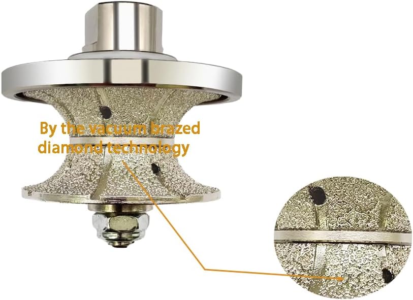 V30 Diamond Full Bullnose Profile Wheel Diamond Hand Profiler Router Bit Wheel Vacuum Brazed with 5/8-11 Thread for Grinder Polisher Granite Marble Concrete and Countertop Edge Shaping