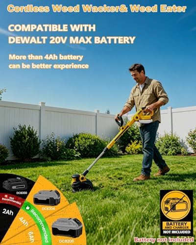 2 in 1 Cordless String Trimmer for DeWalt 20V Battery,Weed Eater & Wacker