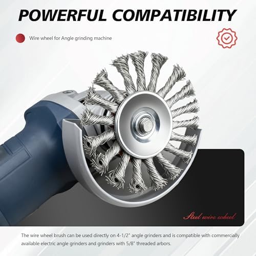 24 Pack 4-1/2 Inch Twist Knotted Wire Wheel Brush for 4 1/2 Angle Grinder with 5/8 Inch-11 Threaded Arbor Carbon Steel Wire Wheel for Heavy-Duty Conditioning Removing Rust