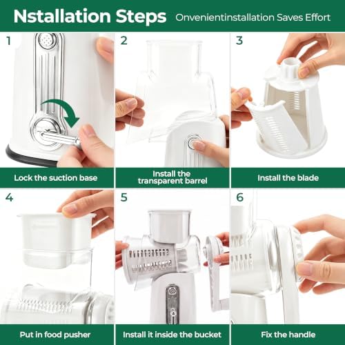 SUSTEAS Rotary Cheese Grater 5 Blades,Kitchen Mandoline Vegetable Slicer