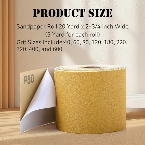 18 Rolls 90 Yards 40, 60, 80, 120, 180, 220, 320, 400, 600 Grit Psa Continuous Sandpaper Roll 2-3/4" Wide Longboard Sandpaper Self-Adhesive Sand Paper Automotive Woodworking Hand Sanding Block