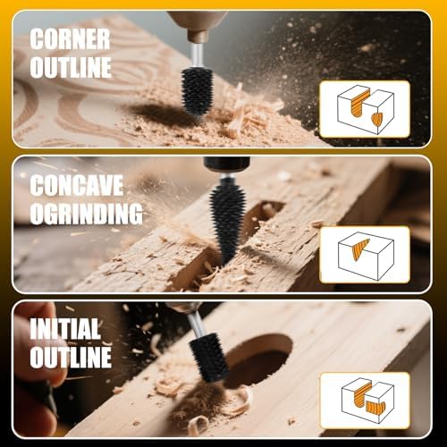 CAELUM Carbide Rotary Burr Set 3 Pcs, 1/8" Coarse, for Dremel Rotary Tools