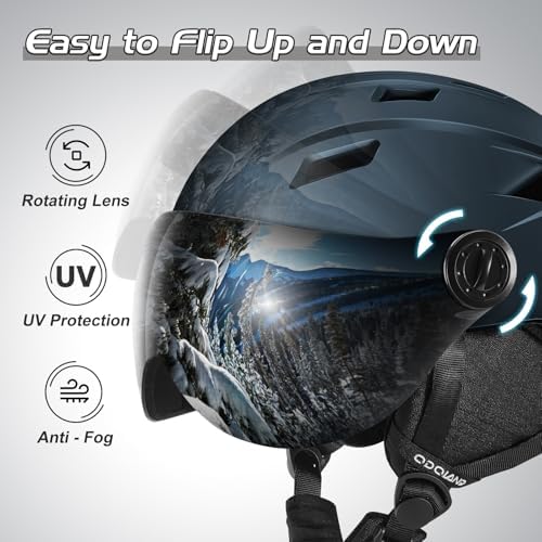 Odoland Ski Helmet with 2-in-1 Visor Goggles, Lightweight for Men Women
