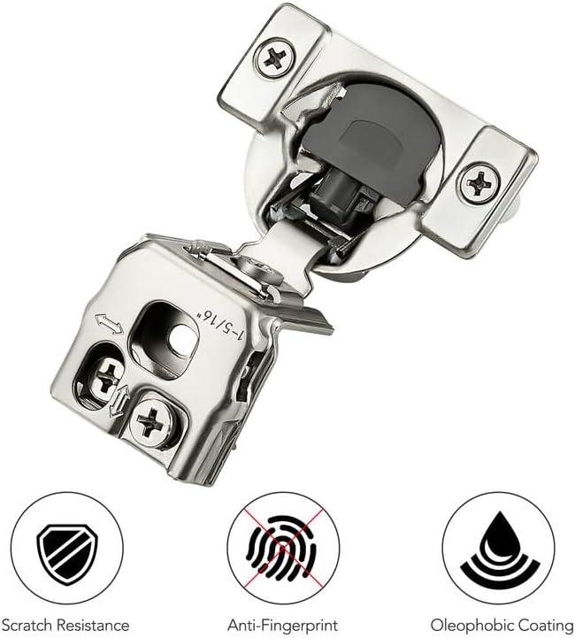 Ravinte 30 Pack 15 Pair 1-5/16 inch Overlay Soft Close Kitchen Cabinet Hinges Stainless Steel Adjustable Kitchen Hinges Satin Nickel Cabinet Hardware