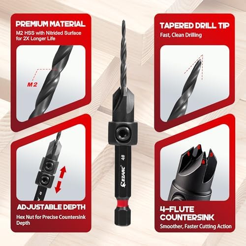 EZARC Countersink Drill Bit Set, 22PCS with Self Centering Drill Bits