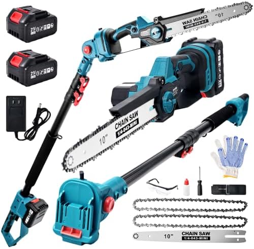 2-in-1 10 Inch Electric Pole Saw & Mini Chainsaw for Tree Trimming
