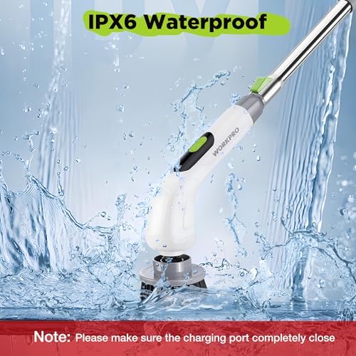 WORKPRO 8V Cordless Spin Scrubber, 8 Replaceable Brush Heads & 3 Speeds