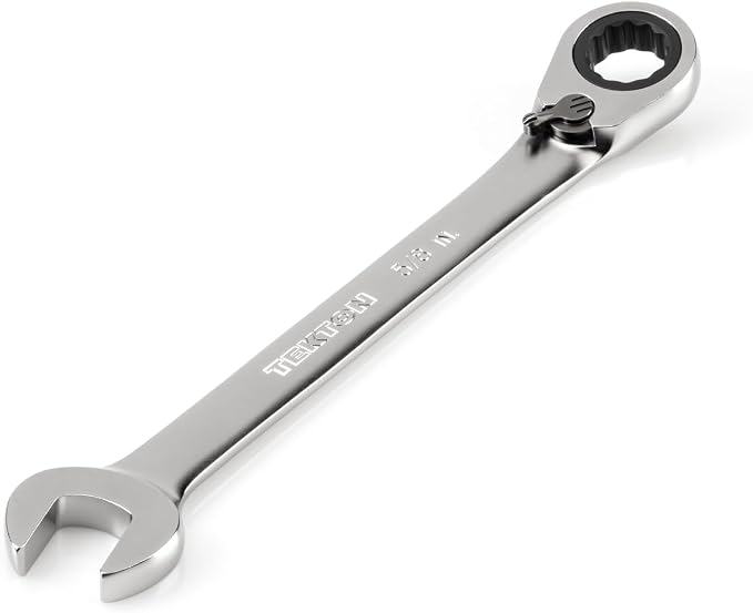 TEKTON 5/8 Inch Reversible Ratcheting Combination Wrench | WRC23316 | 12-Point, Satin Chrome Finish