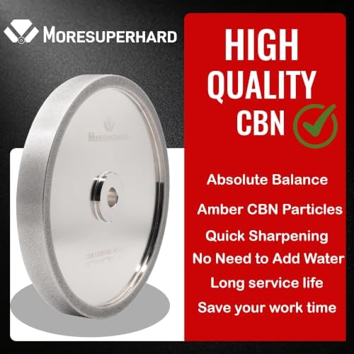 CBN Grinding Wheel 8 Inch 180 Grit, 8" x 1" Wide, 5/8" Arbor, Bench Grinder Wheel for Sharpening HSS, Lathe Tools, Chisels & Woodturning Tools, Fit 8-Inch Bench Grinders(180 Grit)