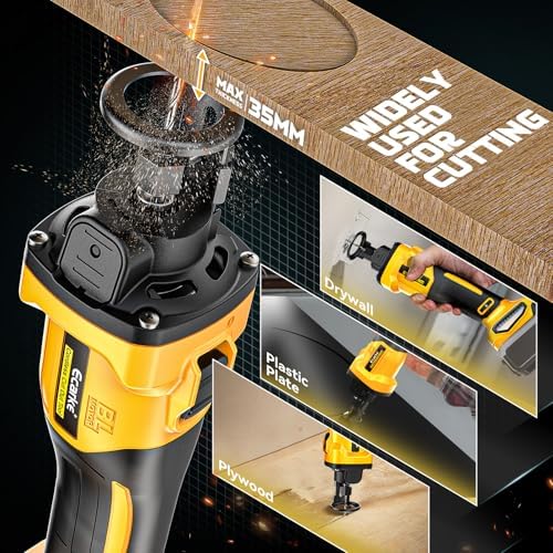 Ecarke Cordless Drywall Cut-Out Tool, Brushless Rotary Drywall Saw Compatible with DeWalt 20V Battery,6-Speed 30000 RPM Drywall Cutter for Sheetrock, Plywood & Wood (Tool Only)