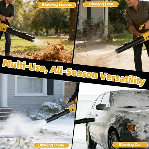 Leaf Blower Cordless - Cordless Handheld Leaf Blower with 21V 2 Rechargeable Batteries, Lightweight Electric Blower for Lawn, Yard, Garden, Patio, Leaves, Dust, Snow Cleaning, 750 CFM 260 MPH