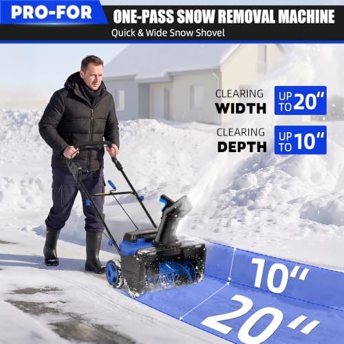 40V Brushless Cordless Snow Blower, 20-Inch, 2 x 4.0Ah Batteries