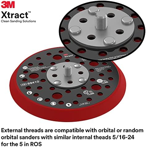 3M Xtract Back-up Pad, 89410, 5 in, Hard, Red