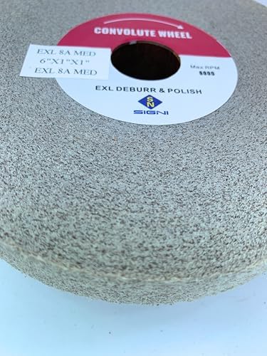 SIGNI Aluminum Oxide Non Woven Nylon Convolute Wheel, EXL 8A Medium Grit 6" x 1" x 1", Deburring Polishing Finishing Wheel for Metal Stainless Steel, 1 Pack