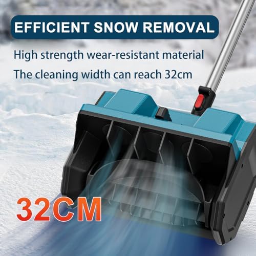 21V Cordless Snow Blower Set, 13-Inch Electric Snow Shovel with Brushless Motor, 2 Li-ion Batteries, Adjustable Handle, Safety Switch for Driveways and Sidewalks (2 Battery Blue)
