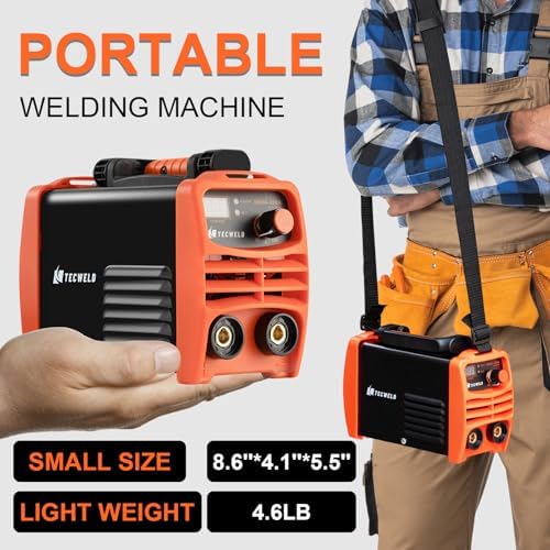 200A Stick Welder 110V, Mini Portable Inverter Welding Machine with Synergic Control, Digital Display, Hot Start, Arc Force, Anti-Stick - Includes Helmet,Gloves,20 Rods & Accessories