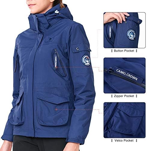 CAMEL CROWN Womens Waterproof Ski Jacket 3-in-1 Windbreaker Winter Coat Fleece Inner for Rain Snow Outdoor Hiking