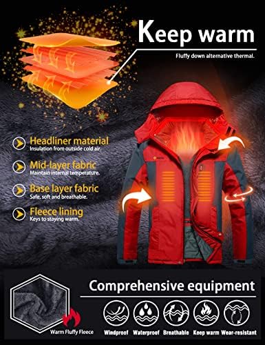 GEMYSE Men's Winter Ski Jacket Waterproof Snow Coat with Detachable Hood