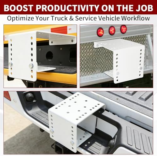 Bumper Vice Mount, Pre-Drilled Heavy Duty Truck Vise Mount for Versatile Height Adjustment, Easily Bolt to Utility Truck and Service Body Truck (White)