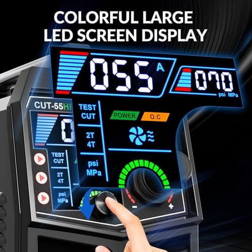 GZ GUOZHI Plasma Cutter 55Amp High Frequency Non-Touch Arc Digital Screen Display DC Inverter 110/220V Dual Voltage Blowback Plasma Cutting Machine CUT-55HFLED