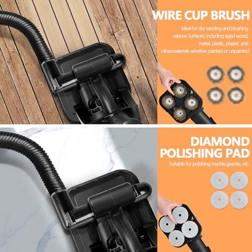 4-Head Concrete Grinder with Extendable Rod, 3800W 4'' Grinding Machine