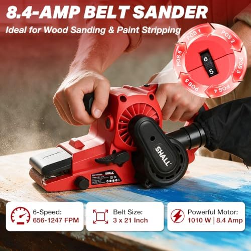 SHALL 8.4-Amp Belt Sander, 3" x 21" Belt Sander for Wood & Metal Work
