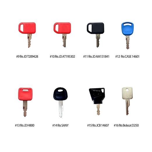 16 Construction Ignition/Heavy Equipment Key Set Compatible with Volvo Caterpillar Komatsu John Deere JCB Case