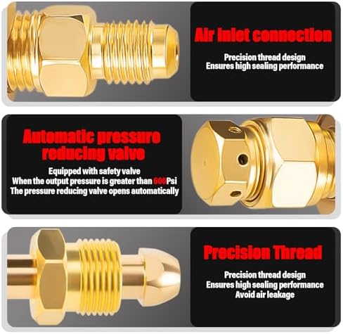 Nitrogen Regulator CGA580 Inlet, 1/4-Inch Male Flare Outlet Connection, Heavy-Duty Handle, Self-reseating Relief Valve, Nitrogen Regulator Hvac (CGA580（0-600PSI with Hose）)