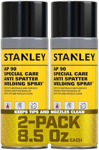Stanley AP90 Anti Spatter Spray (2x8.5 Oz.) – Heavy Duty Welding Anti-Spatter for Arc, MIG and TIG Tips, Non-Flammable Silicone-Based Spray for Clean & Safe | 8.5 Oz. 2 Pack